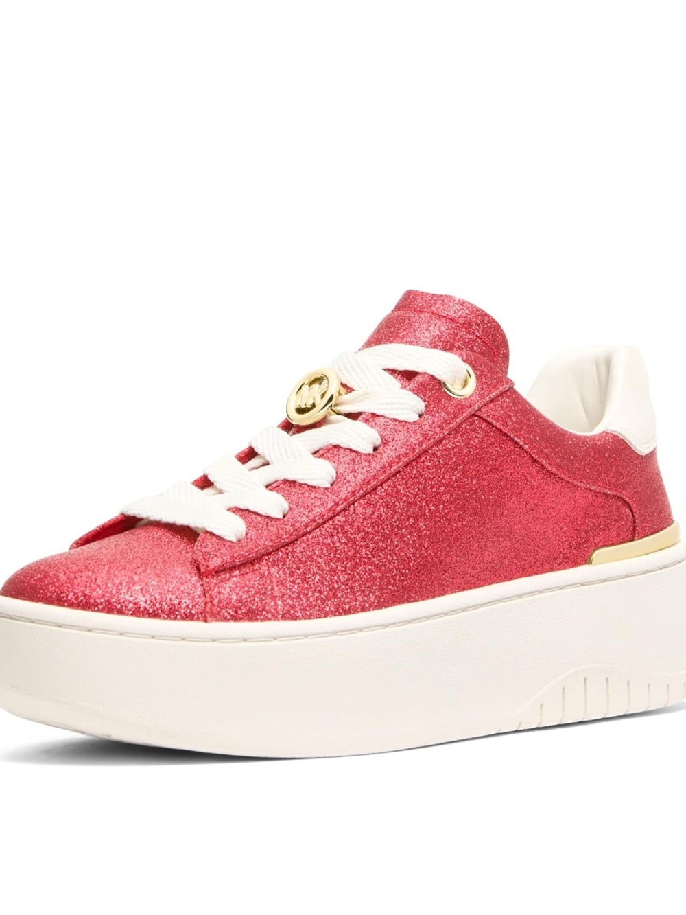 Michael Kors Size 11 Crimson Glitter Platform Sneaker w/Gold Accent New In Bo
